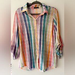 David Cline Striped Button-Down Shirt L